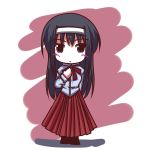 00s 1girl black_hair blue_eyes bow chibi fictional_sister hairband long_hair long_skirt red_skirt skirt solo tohno_akiha tsukihime