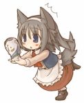  7010 animal_ears apron chibi grey_hair hairband lowres maid maid_apron tail vase wolf_ears wolf_tail 
