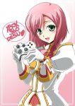  1girl estellise_sidos_heurassein game_console green_eyes izumi_mahiru pink_hair romaji tales_of_(series) tales_of_vesperia xbox_360 