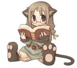  7010 animal_ears book braid brown_hair glasses lowres paws tail 