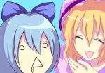  2girls bad_id blonde_hair blue_hair cirno closed_eyes fang female flandre_scarlet harano multiple_girls o_o the_embodiment_of_scarlet_devil touhou 