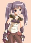  1girl assassin assassin_(ragnarok_online) bandage breasts cleavage dual_wielding gloves knife purple_hair ragnarok_online short_twintails small_breasts solo spaulder twintails umekichi violet_eyes weapon 