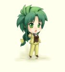  1girl chibi detective green_hair jochuu-san lowres nendoroid oekaki original pointing solo yagisaka_seto 
