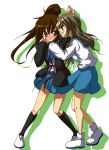  2girls blush genderswap koizumi_itsuki koizumi_itsuki_(female) kyon kyonko madare-rin madare_rin multiple_girls ponytail school_uniform serafuku suzumiya_haruhi_no_yuuutsu yuri 