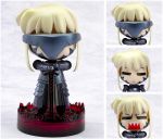  1girl armor armored_dress chibi dress fate/stay_night fate_(series) figure hands_on_hilt multiple_views nendoroid photo saber saber_alter sword weapon 