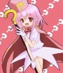  1girl ? benesse cape fang hat hatena_yousei katoyuu pink_hair pink_hat solo 