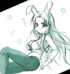  animal_ears bunnysuit johnny_(from_scratch) long_hair monochrome pantyhose rabbit_ears suzumiya_haruhi_no_yuuutsu tsuruya very_long_hair 