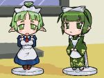  chibi elf green_hair japanese_clothes kimono lowres maid oekaki pointy_ears 