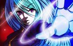  1girl aqua_hair blue_hair breasts falcoon gloves highres king_of_fighters kula_diamond lips long_hair negativezero snk solo the_king_of_fighters vector_trace violet_eyes 