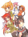  2boys 3girls animal_ears cat_ears khamsin_nbh&#039;w lowres marker_(medium) multiple_boys multiple_girls redhead sakai_yuuji shakugan_no_shana shana tachitsu_teto thigh-highs traditional_media wilhelmina_carmel yoshida_kazumi 