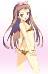 1girl ass bikini butt_crack cosplay hair_ribbon idolmaster kawata_hisashi lum lum_(cosplay) minase_iori oni ribbon solo swimsuit tiger_print urusei_yatsura 
