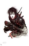  1boy black_hair blame! blame_and_so_on cyborg gun highres killy male_focus nihei_tsutomu page_number solo weapon white_background 