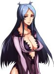  1girl bad_id blue_hair breasts cleavage dragonaut huge_breasts long_hair machina mizore_syrup red_eyes solo 