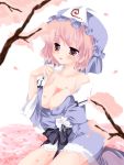  1girl bad_id breasts dress female hat highres nature outdoors plant saigyouji_yuyuko sakurai_yuyu solo touhou yuyu_sakurai 