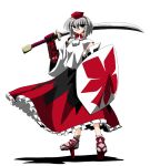 1girl female geta inubashiri_momiji kieyza kiezya long_skirt shield skirt solo sword tengu-geta touhou weapon 