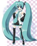  1girl aqua_hair hatsune_miku sazaki_ichiri solo thigh-highs twintails vocaloid 