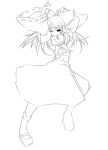  1girl ascot bow collar detached_sleeves dress female hair_bow hakurei_reimu hermmy long_sleeves looking_at_viewer monochrome sidelocks simple_background solo touhou white_background 