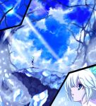  1girl cirno clouds comic dress female outdoors shoot_the_bullet sky solo touhou 