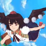  1girl 7c female geta hat looking_at_viewer lowres oekaki shameimaru_aya smile solo tengu-geta touhou 