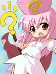  /\/\/\ 1girl ? aikei benesse cape fang hat hatena_yousei pink_hair pink_hat solo 