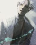  1boy as_(ashes) dutch_angle expressionless johan_liebert looking_at_viewer male_focus monster_(manga) parted_lips solo sweater upper_body white_hair 