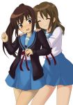  2girls genderswap genderswap_(mtf) koizumi_itsuki koizumi_itsuki_(female) kyon kyonko multiple_girls ponytail school_uniform serafuku suzumiya_haruhi_no_yuuutsu tokita_arumi 