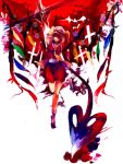  1girl arm_up arms_behind_back bat blonde_hair female flandre_scarlet flower grave hat laevatein no_shoes partially_colored rose short_hair socks solo standing standing_on_one_leg toriko_(artist) toriko_(hatoriko) touhou wings 