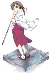  1girl gintama ise japanese_clothes miko red_hakama solo sword weapon yagyuu_kyuubei 