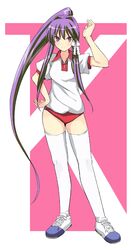  buruma clannad fujibayashi_kyou gym_uniform kitagawa_unagi long_hair ponytail thigh-highs 