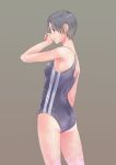  1girl ass double_vertical_stripe flat_ass one-piece_swimsuit original school_swimsuit solo swimsuit takeda_sun 
