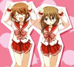  2girls caramelldansen folded_ponytail komaki_ikuno komaki_manaka multiple_girls school_uniform serafuku to_heart_2 