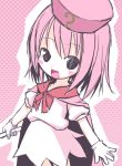  1girl ? benesse cape fang gloves hat hatena_yousei kiira pink_hair pink_hat solo 