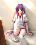 buruma clannad fujibayashi_kyou gym_uniform kiriya kiriya_haruhito purple_hair thigh-highs 