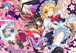  6+girls :3 animal_ears blonde_hair chibi female hakurei_reimu imperishable_night inaba_tewi kirisame_marisa konpaku_youmu konpaku_youmu_(ghost) multiple_girls mushroom one_eye_closed rabbit_ears reisen_udongein_inaba remilia_scarlet riv saigyouji_yuyuko touhou wink 