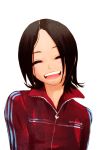  1girl adidas black_hair closed_eyes jacket kasai_natsuka nagasawa_shin original shigofumi short_hair simple_background smile solo 