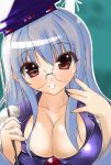  1girl bad_id bespectacled breasts cleavage female glasses highres kamishirasawa_keine large_breasts solo suzumiya_botan touhou 