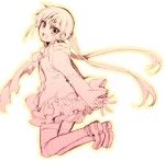  1girl hayate_no_gotoku! lowres monochrome pink polka_dot sanzen&#039;in_nagi solo tenkuu_sphere thigh-highs 