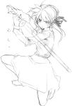  akari_maki fate/stay_night fate_(series) monochrome saber shinai sketch sword weapon 