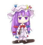  :&lt; angry barefoot bloomers book chibi crescent hat long_hair patchouli_knowledge purple_eyes purple_hair solo taker_(artist) touhou violet_eyes walking 