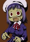  beret blood crazy_eyes hat open_mouth original purple_hair red_eyes unipo yukari-chan zombie 