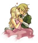  1girl blonde_hair blush couple elf heart kiss link long_hair lowres mutsuki_kaya nintendo pointy_ears princess_zelda smile the_legend_of_zelda 