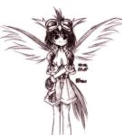  goggles moemon monochrome personification pidgey pokemon sketch wings 