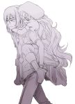  akieru carrying hat macross macross_frontier monochrome piggyback purple saotome_alto sheryl_nome sketch 