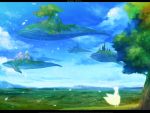  flying flying_fish landscape letterboxed original overgrown rel scenery sky solo surreal tree whale windmill 