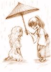  japanese_clothes macross macross_frontier monochrome oriental_umbrella parasol profile saotome_alto sheryl_nome shou_fuji sketch umbrella 