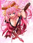  breasts chiba_toshirou highres huge_breasts pink_hair solo sword tongue weapon 