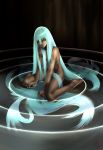  blue_hair dark_skin long_hair nude raybar sitting solo very_long_hair wariza water 