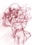  1girl couple macross macross_frontier monochrome pink saotome_alto sheryl_nome shou_fuji sketch 