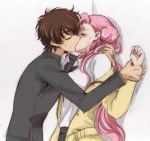  brown_hair closed_eyes code_geass euphemia_li_britannia kiss kurimomo kururugi_suzaku long_hair pink_hair 