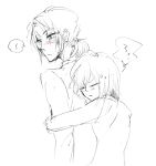  2girls an_ppo christa_renz graphite_(medium) hug hug_from_behind monochrome multiple_girls shingeki_no_kyojin traditional_media ymir_(shingeki_no_kyojin) 